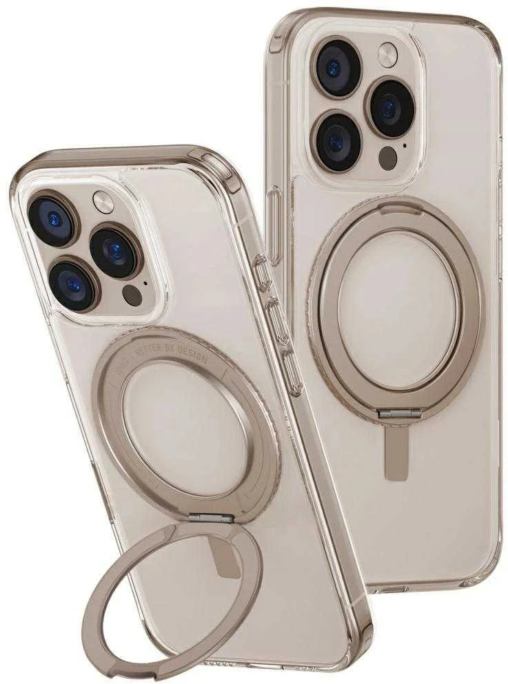 „Uniq Swivix 360“ besisukantis dėklas su atrama, skirtas „iPhone 16“ – auksinis