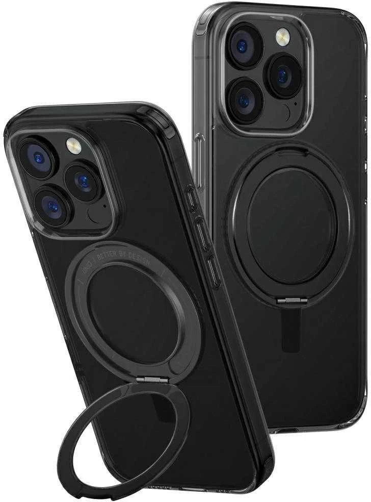Uniq Swivix 360 besisukantis stovo dėklas, skirtas iPhone 16 Pro – Juodas