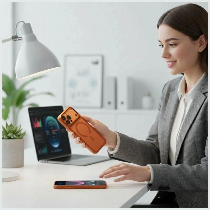 Uniq Veren iPhone 17 Pro Magclick įkrovimo dėklas - Oranžinė