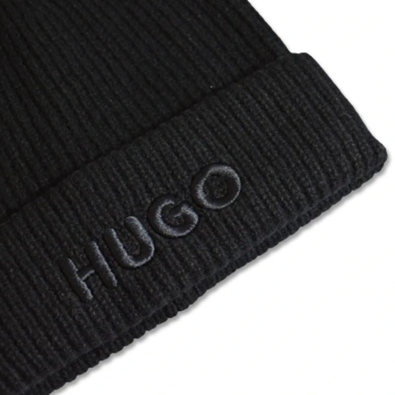 Uniseks megzta žieminė kepurė Hugo Boss Styl Social, juoda