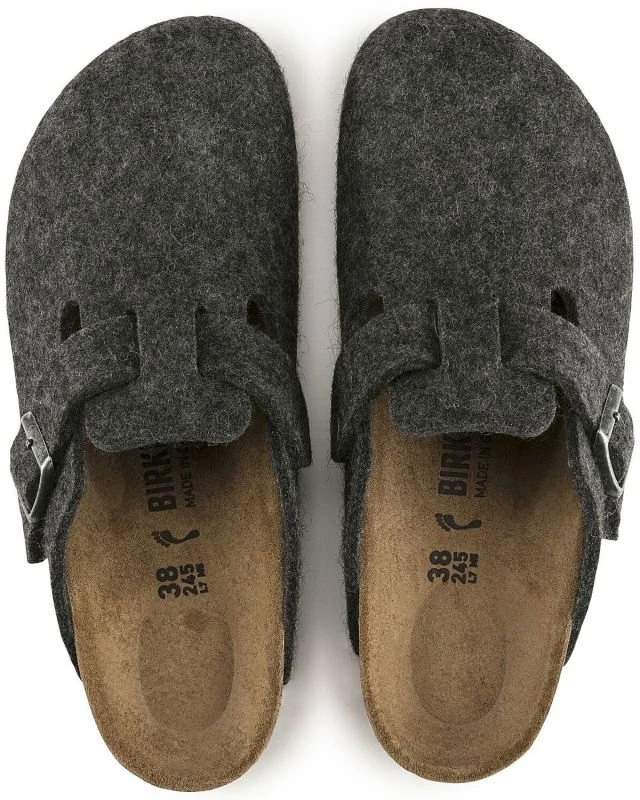 Uniseks vilnonio veltinio šlepetės Birkenstock Boston, antracito