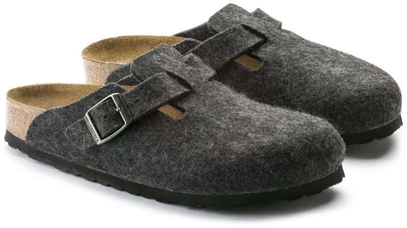 Uniseks vilnonio veltinio šlepetės Birkenstock Boston, antracito