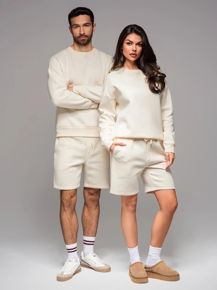 Unisex kreminis laisvalaikio kostiumas poroms iš medvilnės