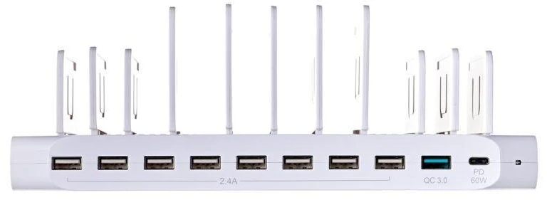 UNITEK Y-2190 įkrovimo stotelė 8x USB 2.4A 160W 2x QC3.0 USB-C Y-2190