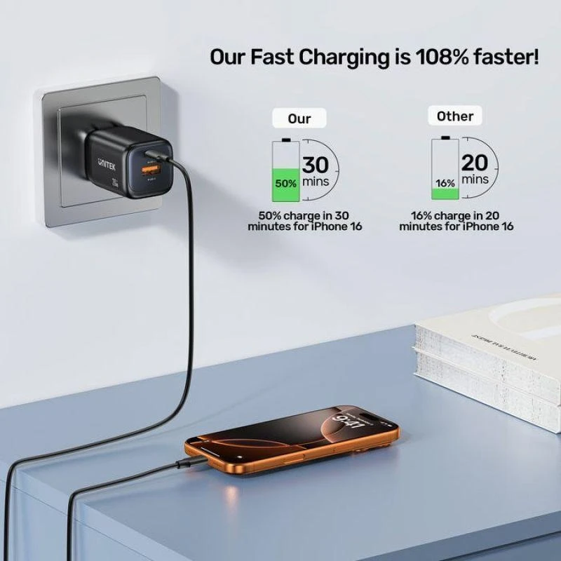 UNITEK Zeno Universal Juodas AC Fast charging Indoor