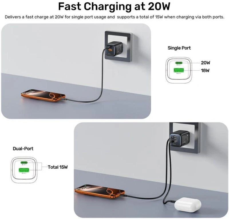 UNITEK Zeno Universal Juodas AC Fast charging Indoor
