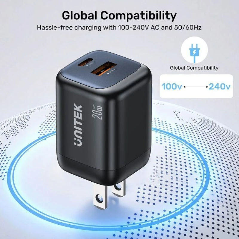 UNITEK Zeno Universal Juodas AC Fast charging Indoor