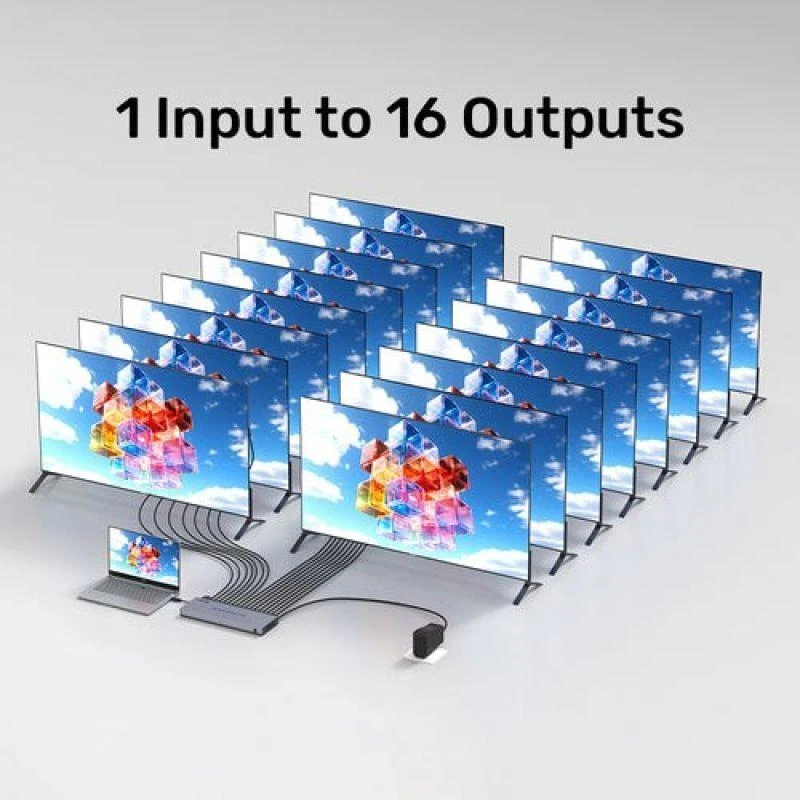 „Unitek“ HDMI skirstytuvas 4K 1 įvestis 16 išėjimų 4K@30Hz