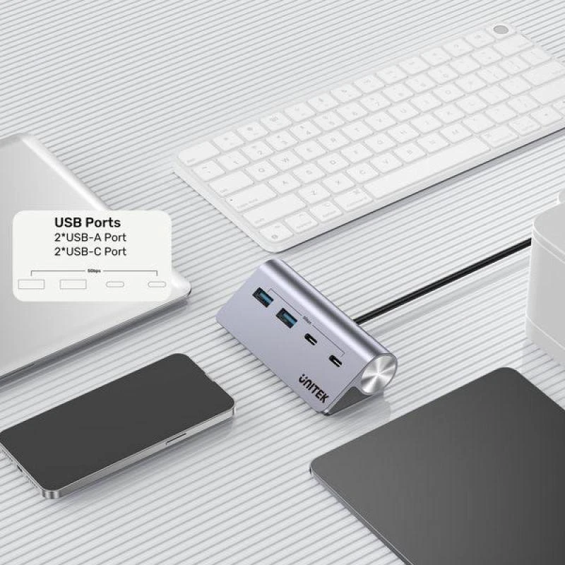 UNITEK H1337AGY01 sąsajos šakotuvas USB 3.2 Gen 1 (3.1 Gen 1) Type-C 5000 Mbit/s Pilkas