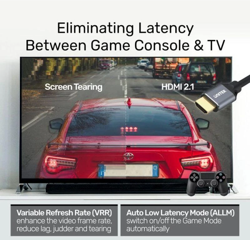 UNITEK C140w kabelis HDMI 2.1 8K 4K120Hz UHD 5m