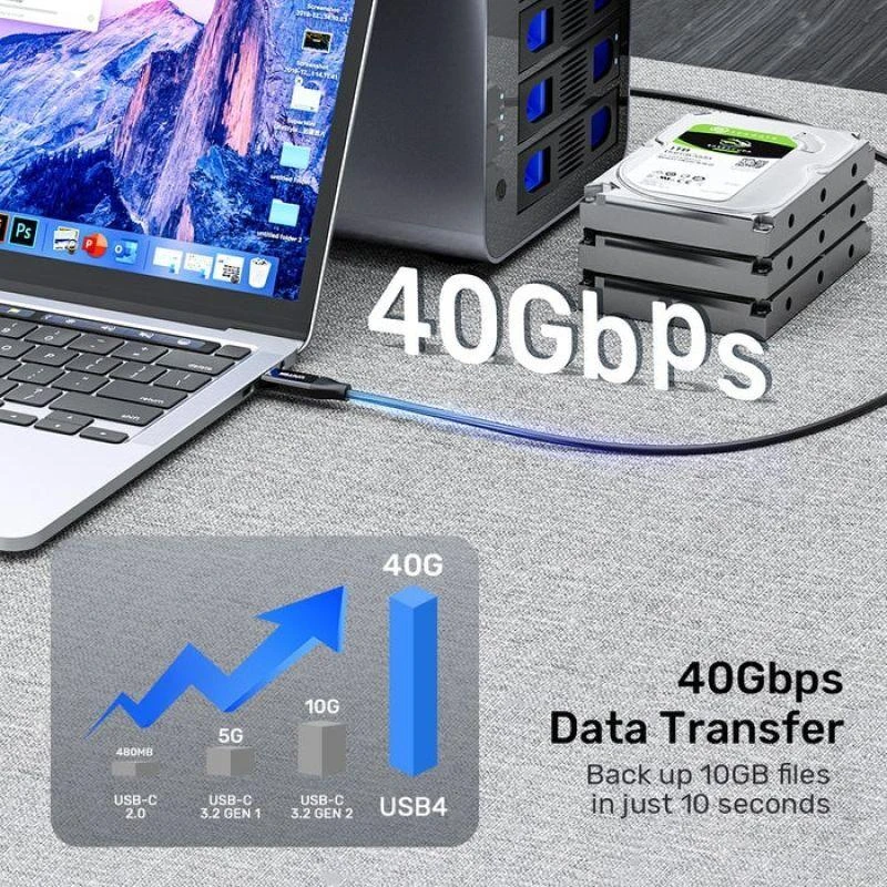 Unitek USB-C 4.0 PD 100W 40 Gbps 8K 2 m kabelis