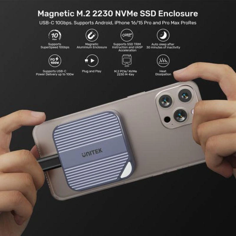 „Unitek“ magnetinis korpusas, skirtas M.2 SSD, USB-C