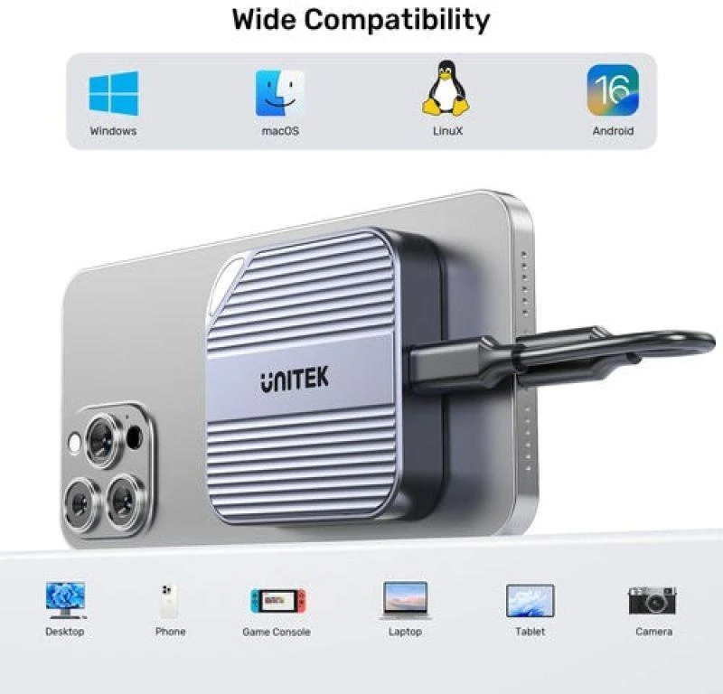 „Unitek“ magnetinis korpusas, skirtas M.2 SSD, USB-C