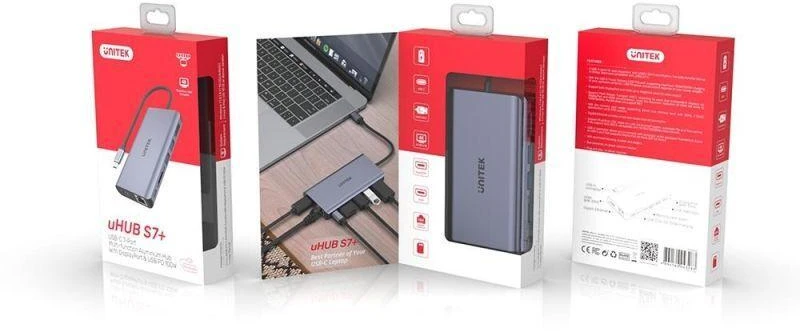 UNITEK D1056A šakotuvas USB-C 2x USB 3.1 HDMI DP RJ45 SD skaitytuvas