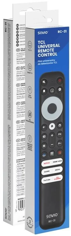 SAVIO RC-31 universalus/atsarginis nuotolinio valdymo pultelis TCL televizoriui – išmanusis televizorius