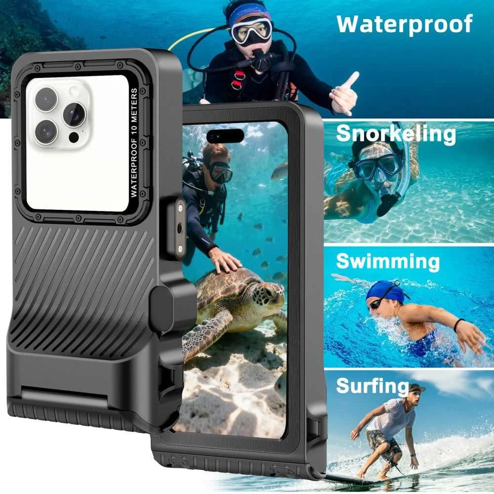 Tech-Protect IPX8 Pro Atsparus vandeniui Phone Case - Gray and Juodas