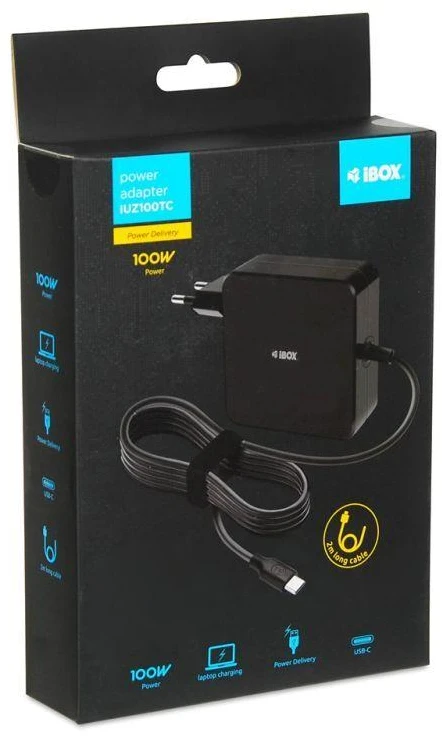 iBOX IUZ100TC nešiojamojo kompiuterio pakrovėjas PD 100W, E-mark lustas