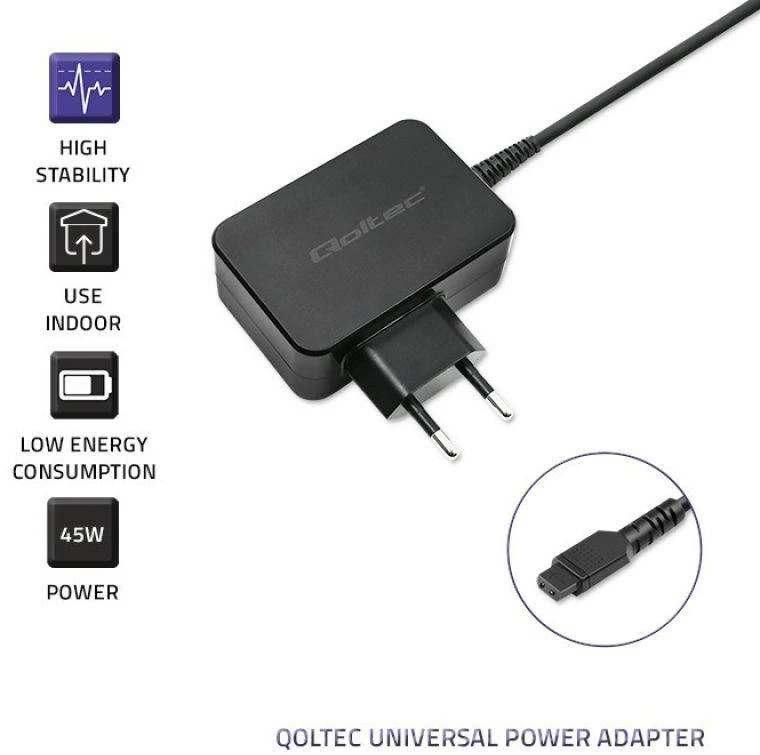 QOLTEC 51025 Maitinimo adapteris 45W 8 papildiniai
