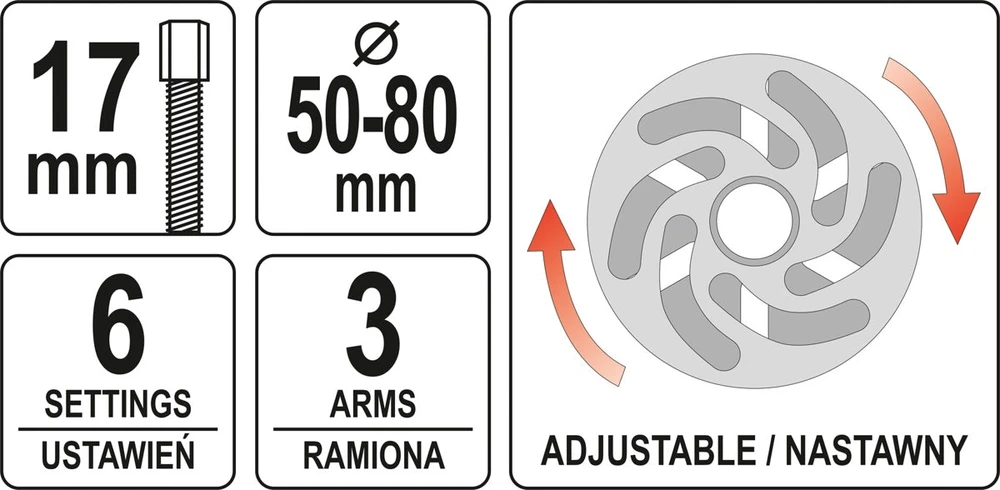 Skriemulio nuėmėjas Yato YT-06341; 50-80 mm