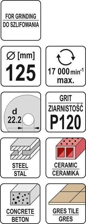 Yato UNIVERSALUS ŠLIFAVIMO DISKAS M14, 125 MM, P120 (YT-83266)