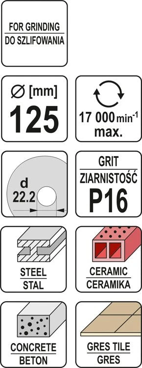Yato UNIVERSALUS ŠLIFAVIMO DISKAS M14, 125 MM, P16 (YT-83261)