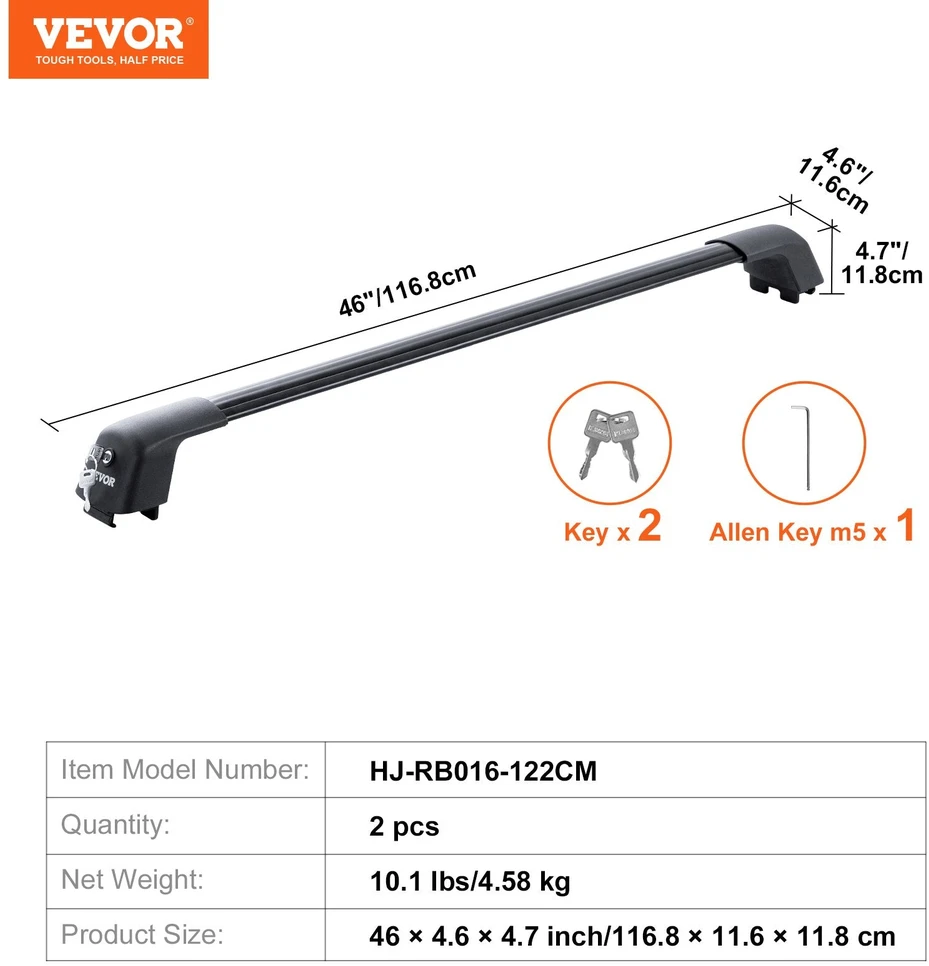 Vevor Universalus stogo bagažinės skersinis 122 cm