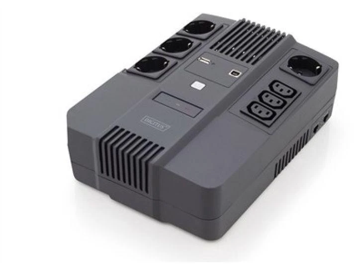 UPS UPS Linijinis interaktyvus 600VA/360W AVR 4x SCHUKO 3x IEC C13 1x USB A 1x USB B RJ45