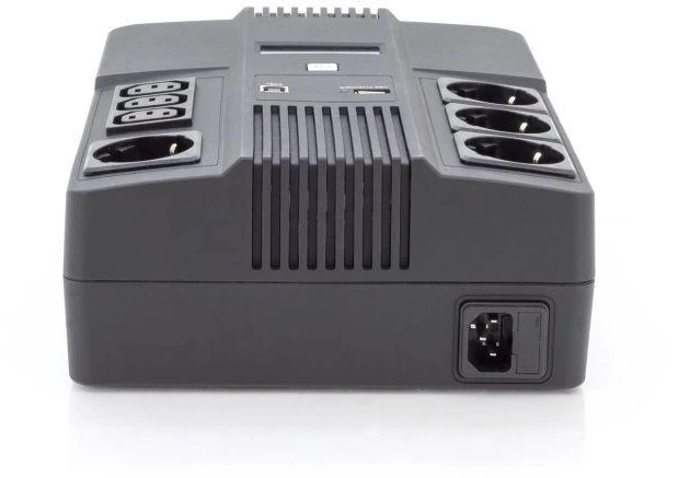 UPS UPS Linijinis interaktyvus 600VA/360W AVR 4x SCHUKO 3x IEC C13 1x USB A 1x USB B RJ45