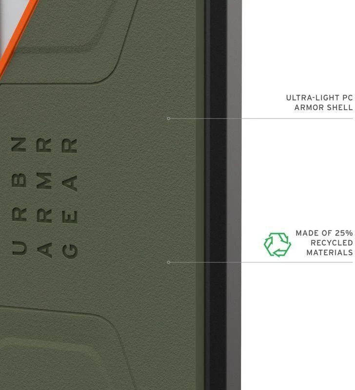 Dėklas Urban Armor Gear UAG Civilian, Olive Drab/Oranžinis - Samsung Galaxy S26 Ultra