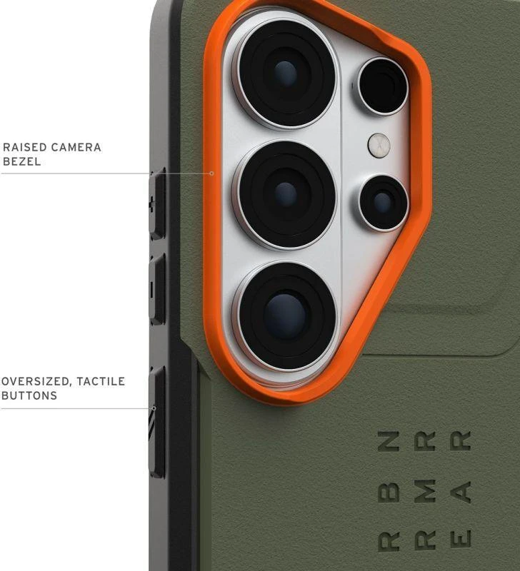 Dėklas Urban Armor Gear UAG Civilian, Olive Drab/Oranžinis - Samsung Galaxy S26 Ultra