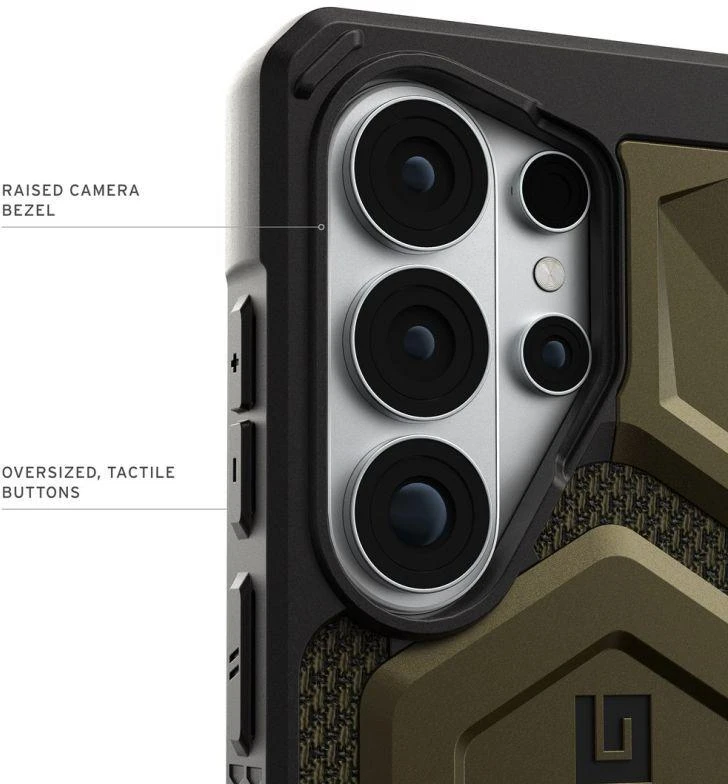 Dėklas Carruzzo Urban Armor Gear UAG Monarch Pro, Kevlar Element Žalias - Samsung Galaxy S26 Ultra