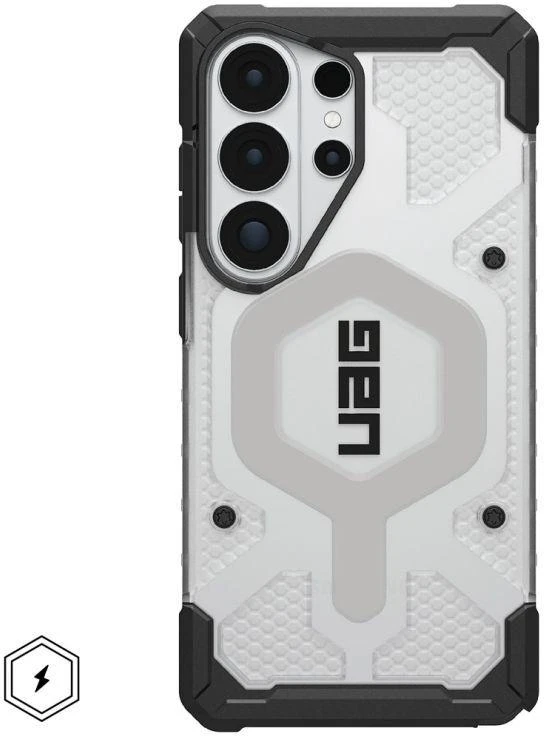 Carruzzo Urban Armor Gear UAG Pathfinder skaidrus, ledo spalvos/Sidabrinis dėklas - Samsung Galaxy S26 Ultra