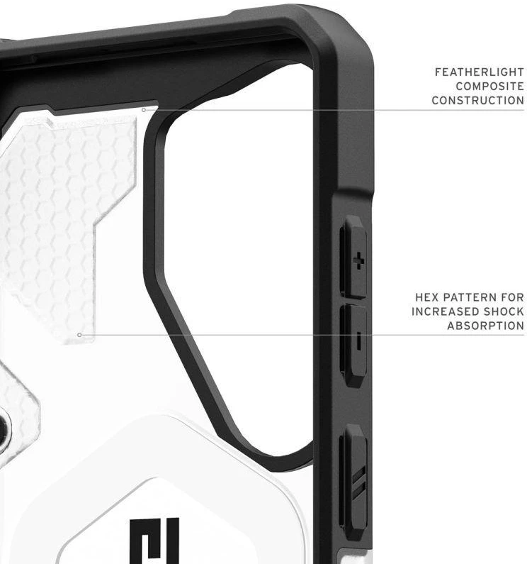 Carruzzo Urban Armor Gear UAG Pathfinder skaidrus, ledo spalvos/Sidabrinis dėklas - Samsung Galaxy S26 Ultra