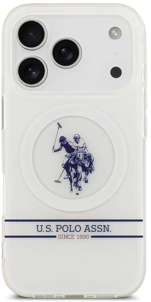 Us Polo Assn US Polo DH and Bottom Stripe Logo MagSafe dėklas Apple iPhone 17 Pro baltos spalvos