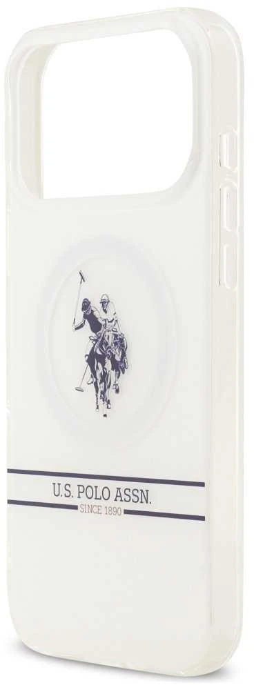 Us Polo Assn US Polo DH and Bottom Stripe Logo MagSafe dėklas Apple iPhone 17 Pro Max baltos spalvos
