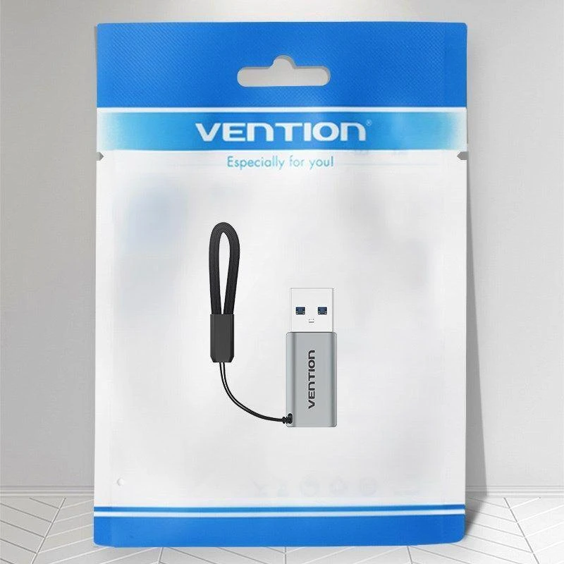 „Vention“ USB 3.0 kišeninis į USB-C kišeninį adapteris, pilko aliuminio lydinio tipo