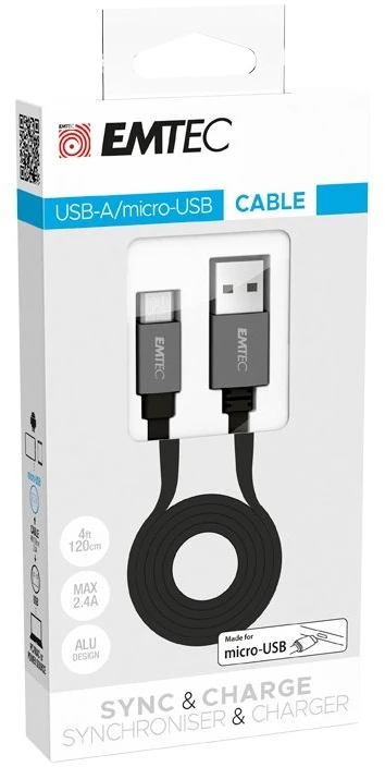 Emtec USB-A–micro-USB plokščias laidas 1,2 m