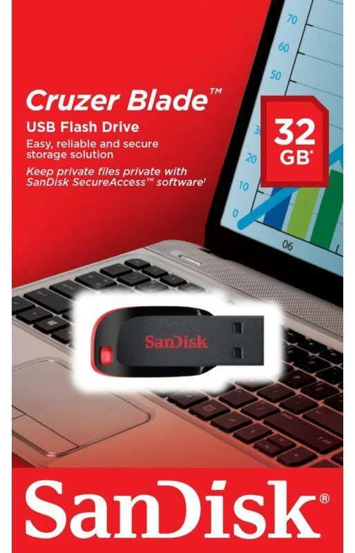 USB atmintinė SanDisk CRUZER BLADE SDCZ50-032G-B35 (32GB; USB 2.0; juoda)