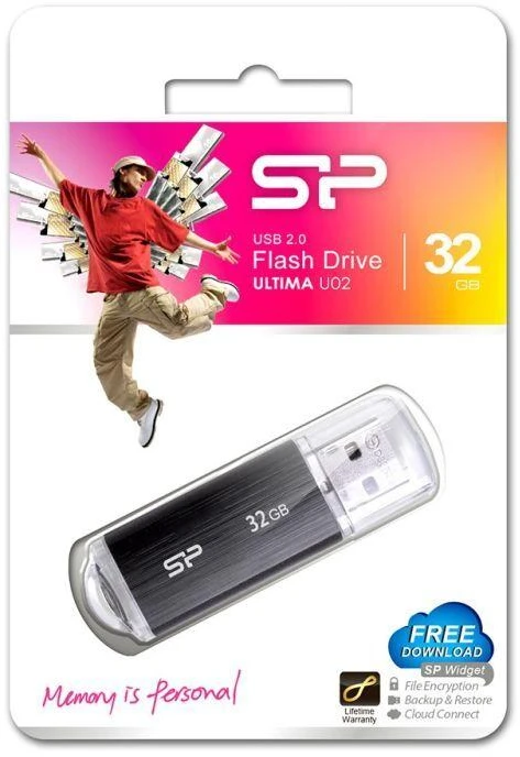 USB atmintukas Silicon Power Ultima U02 32GB USB 2.0 juodas (SP032GBUF2U02V1K)