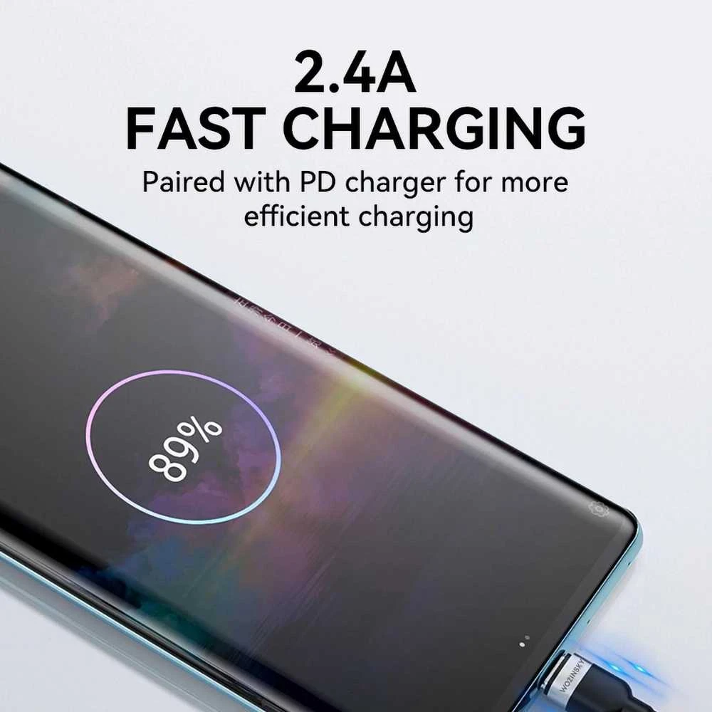 Wozinsky WNBAC1 USB-A / USB-C 2.4A kabelis 1 m – juodos spalvos