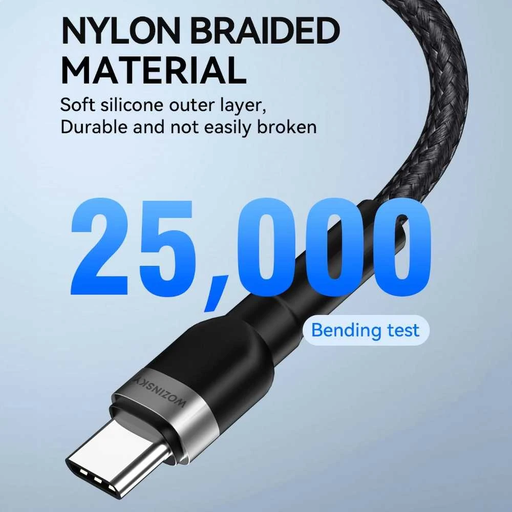 Wozinsky WNBAC1 USB-A / USB-C 2.4A kabelis 1 m – juodos spalvos