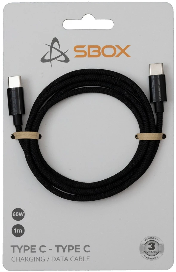 Sbox USB-C į USB-C laidas, 1 m, juodas