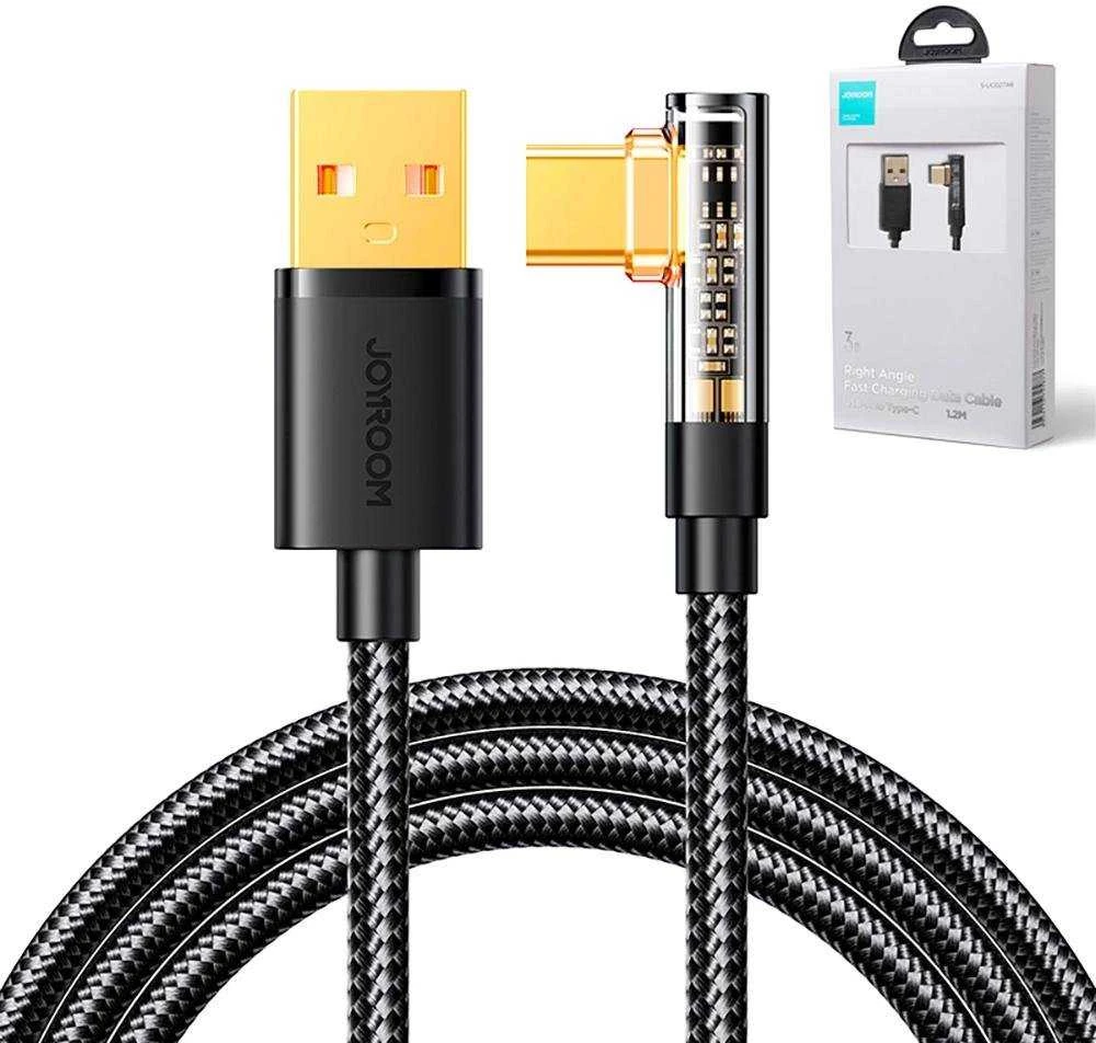Kampinis kabelis prie USB-A / Type-C / 3A / 1.2 m Joyroom S-UC027A6 (juodas)