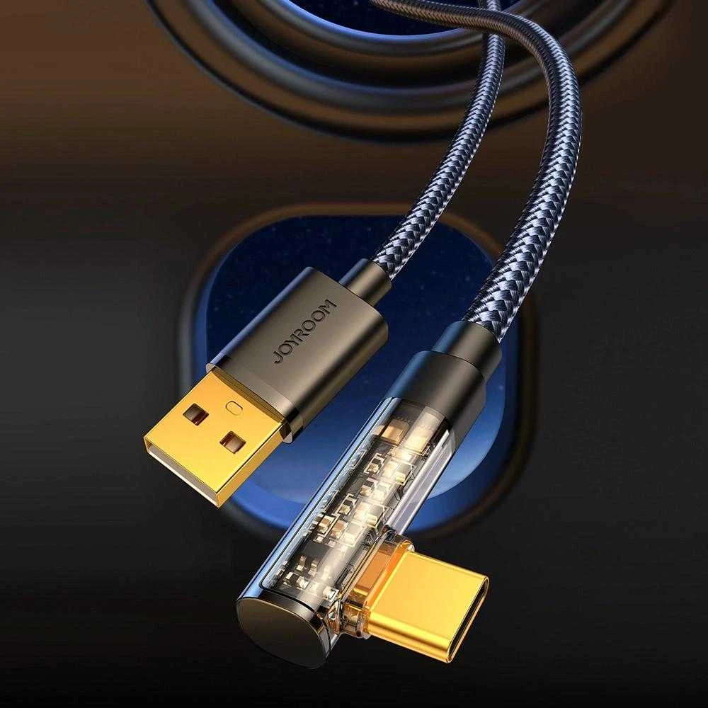 Kampinis kabelis prie USB-A / Type-C / 3A / 1.2 m Joyroom S-UC027A6 (juodas)