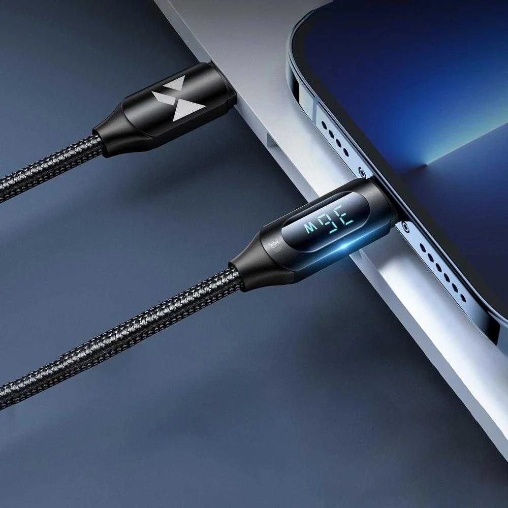 Wozinsky WUCLC1 Lightning – USB-C kabelis 36W 480Mb/s 1m – juodos spalvos