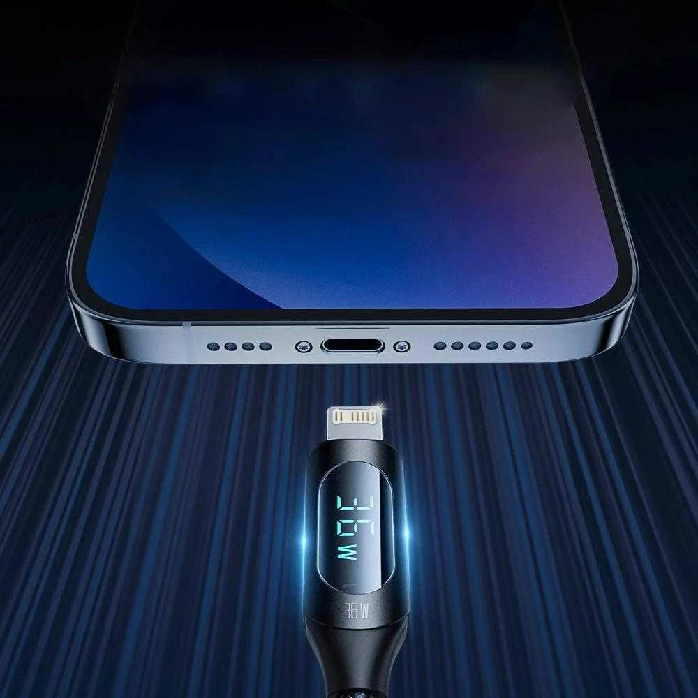 Wozinsky WUCLC1 Lightning – USB-C kabelis 36W 480Mb/s 1m – juodos spalvos