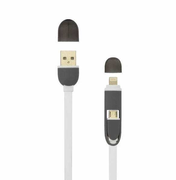Sbox Technology Sbox 2IN1W USB->Micro USB+IPH.5 M/M 1M baltos spalvos