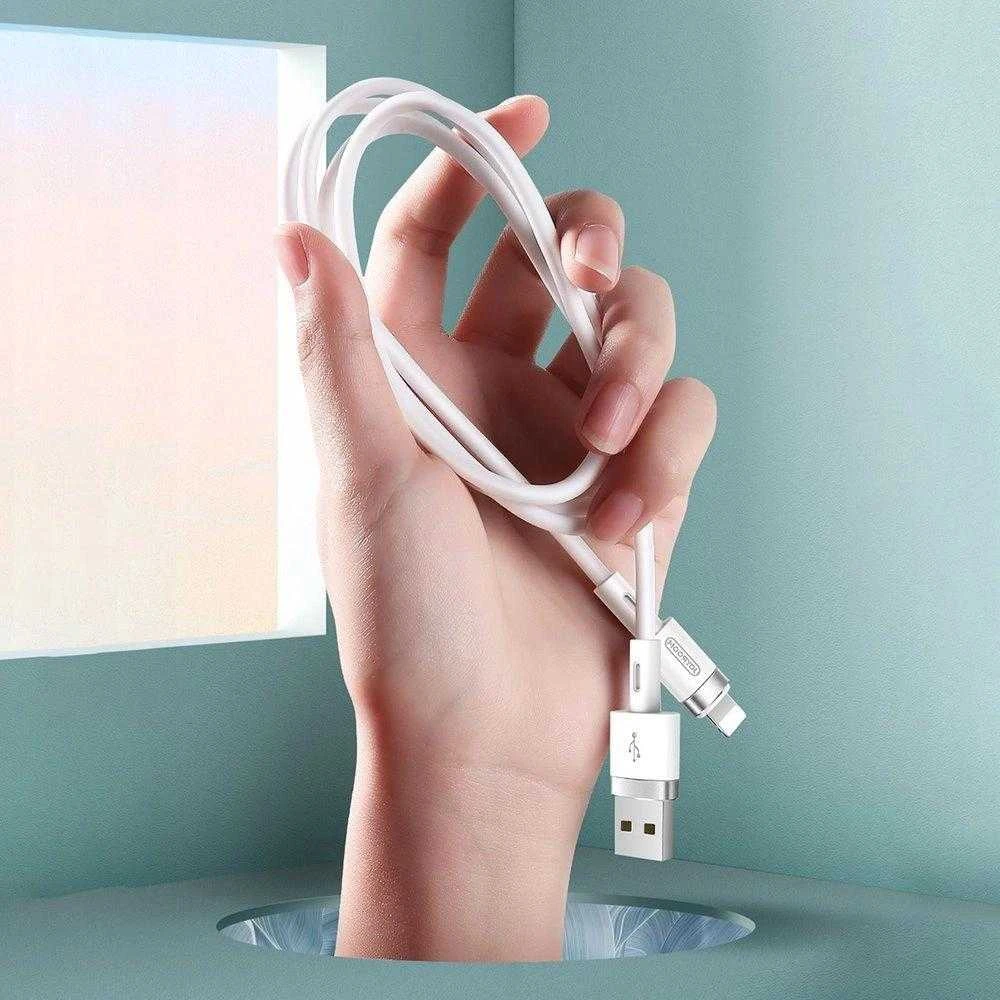 Joyroom skysto silikono duomenų kabelis N2 USB-A / Lightning 2.4A 1.2m - Baltas