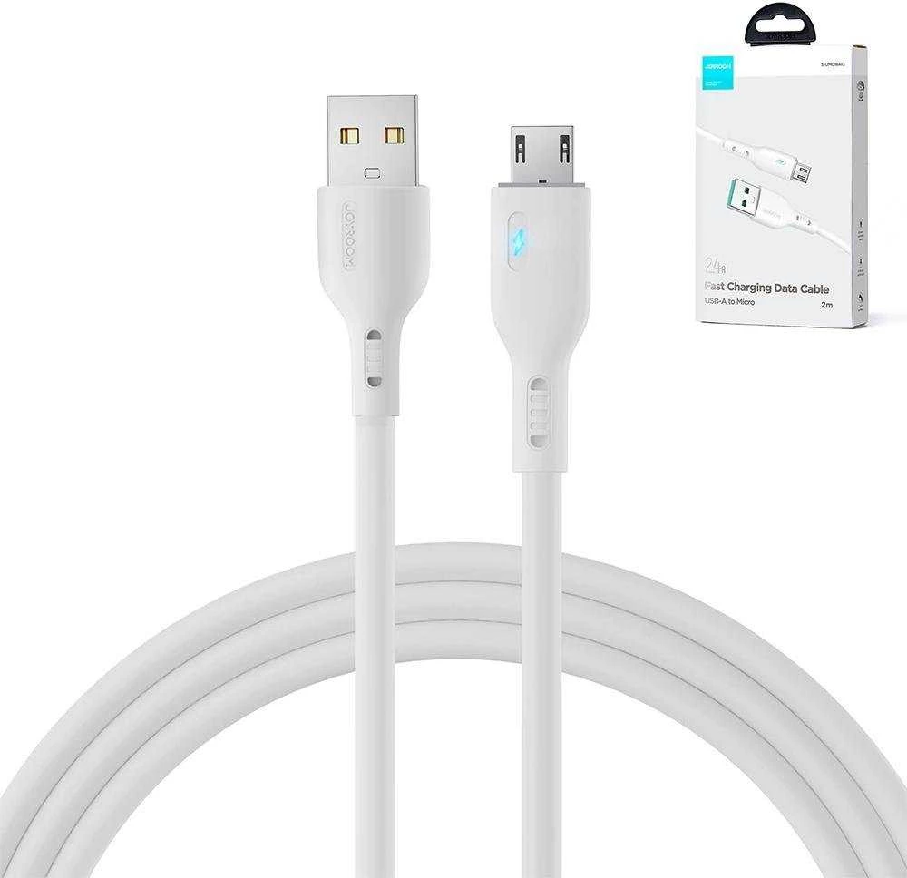 Joyroom Premium Series A13 USB-A / micro USB 2.4A 2m kabelis – baltos spalvos