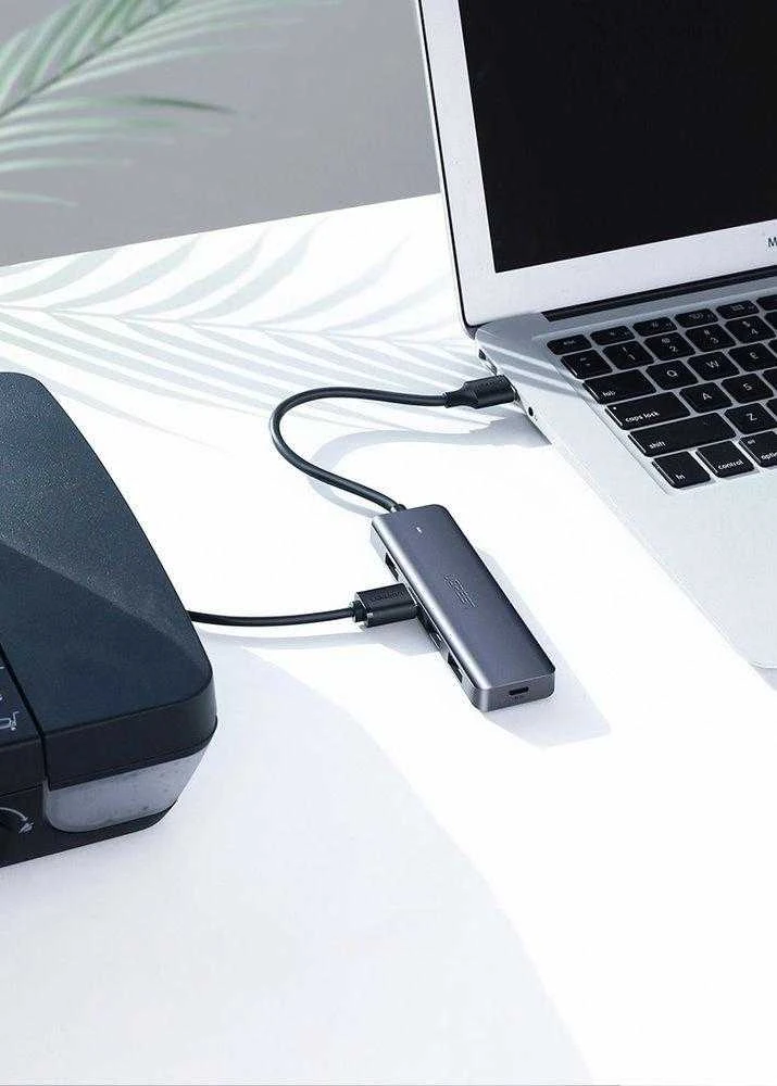 4-in-1 adapteris UGREEN USB Hub prie 4x USB 3.0 + USB-C (pilka)